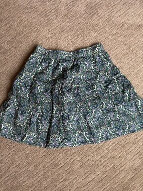Boden tiered linen a line skirt - blue and green